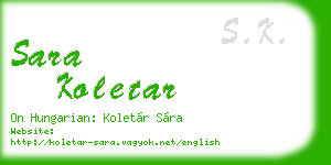 sara koletar business card