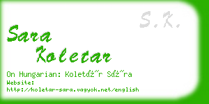 sara koletar business card